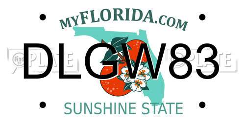 DLGW83 Florida License Plate