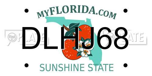 DLHJ68 Florida License Plate