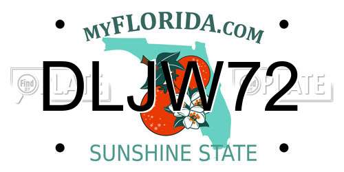 DLJW72 Florida License Plate