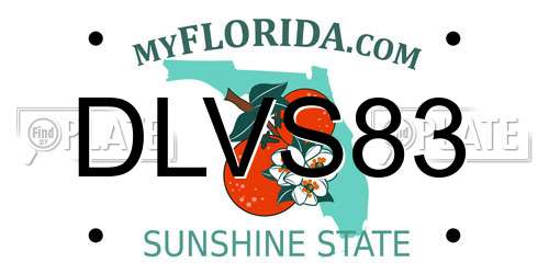 DLVS83 Florida License Plate