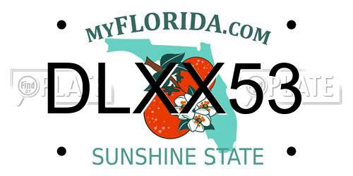 DLXX53 Florida License Plate