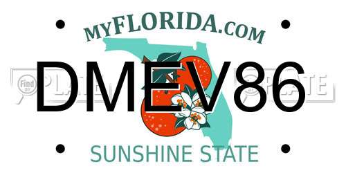 DMEV86 Florida License Plate