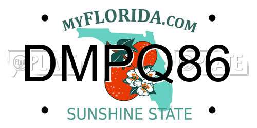 DMPQ86 Florida License Plate
