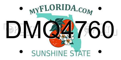 DMQ4760 Florida License Plate