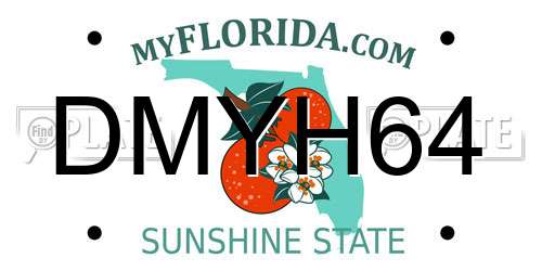 DMYH64 Florida License Plate
