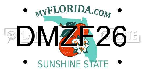 DMZF26 Florida License Plate