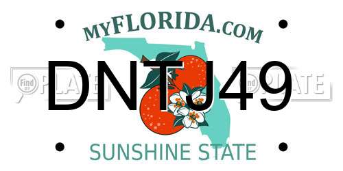 DNTJ49 Florida License Plate