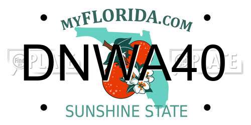 DNWA40 Florida License Plate