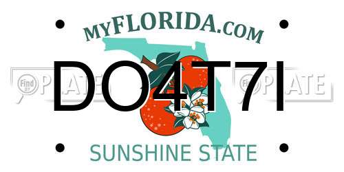 DO4T7I Florida License Plate