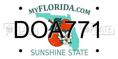 DOA771 Florida License Plate