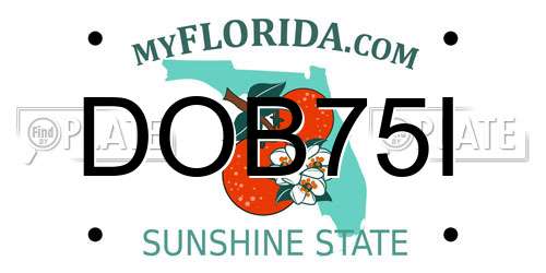 DOB75I Florida License Plate