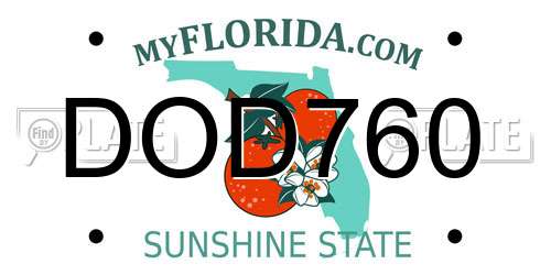 DOD760 Florida License Plate