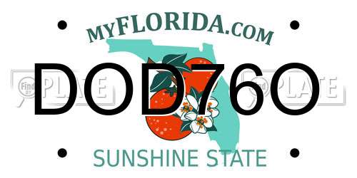 DOD76O Florida License Plate