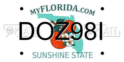 DOZ98I Florida License Plate
