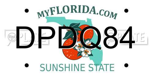 DPDQ84 Florida License Plate
