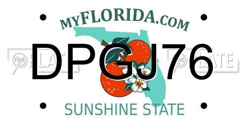 DPGJ76 Florida License Plate
