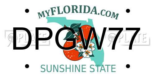 DPGW77 Florida License Plate