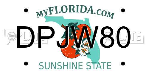 DPJW80 Florida License Plate