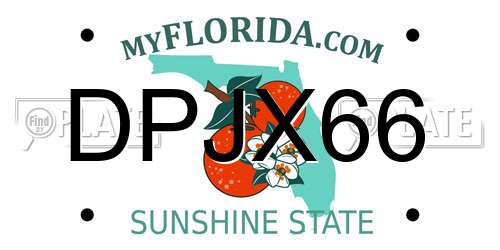 DPJX66 Florida License Plate