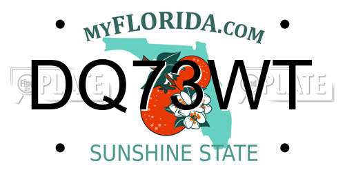 DQ73WT Florida License Plate
