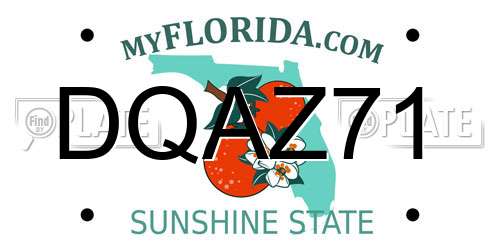 DQAZ71 Florida License Plate