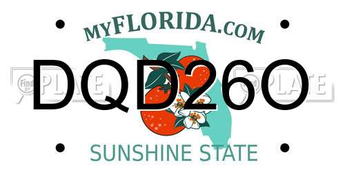 DQD26O Florida License Plate