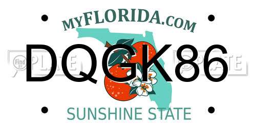 DQGK86 Florida License Plate