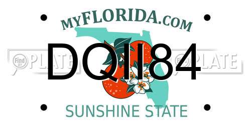 DQII84 Florida License Plate