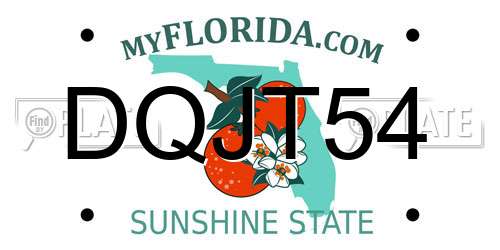 DQJT54 Florida License Plate