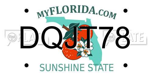DQJT78 Florida License Plate