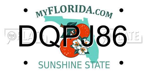 DQPJ86 Florida License Plate