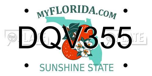 DQV355 Florida License Plate