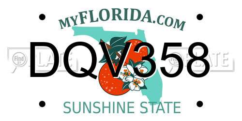 DQV358 Florida License Plate