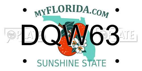 DQW63 Florida License Plate