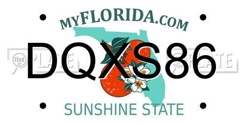 DQXS86 Florida License Plate