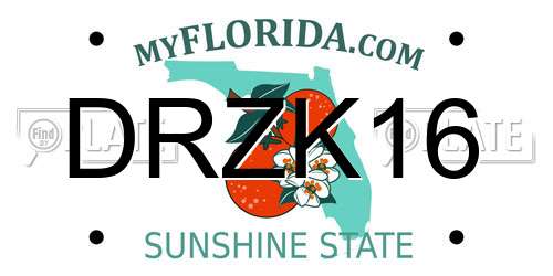 DRZK16 Florida License Plate