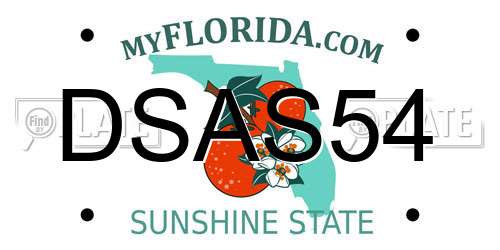DSAS54 Florida License Plate