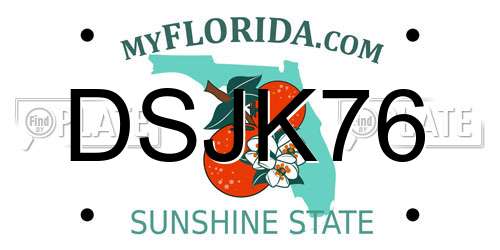 DSJK76 Florida License Plate