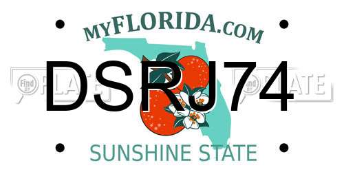 DSRJ74 Florida License Plate