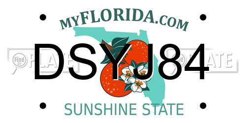 DSYJ84 Florida License Plate