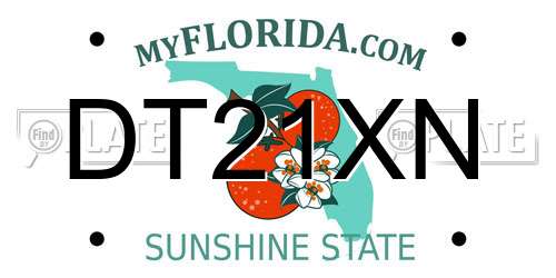 DT21XN Florida License Plate