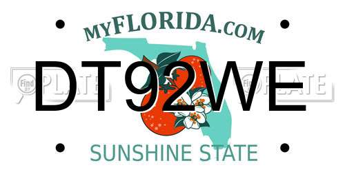 DT92WE Florida License Plate