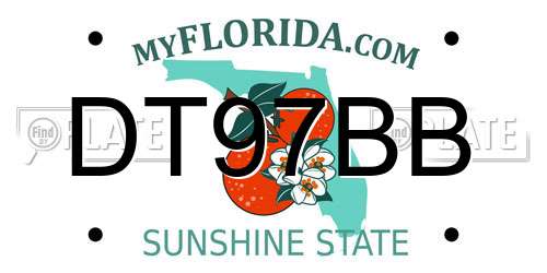 DT97BB Florida License Plate