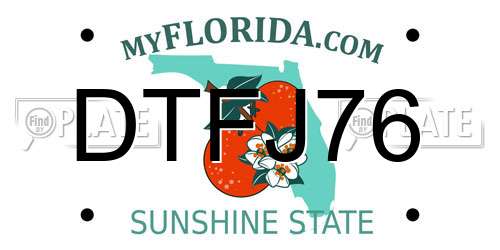 DTFJ76 Florida License Plate