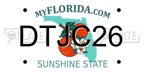 DTJC26 Florida License Plate
