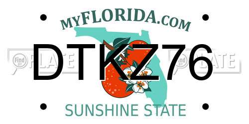 DTKZ76 Florida License Plate