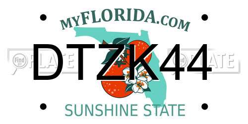 DTZK44 Florida License Plate