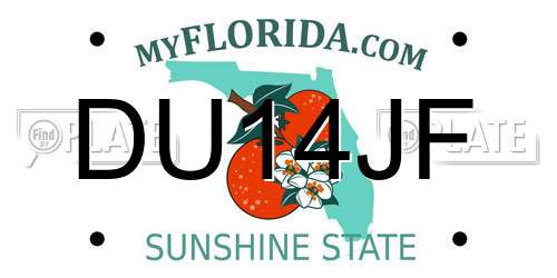 DU14JF Florida License Plate