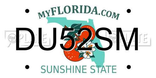 DU52SM Florida License Plate