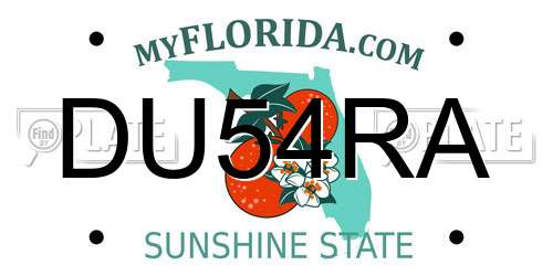 DU54RA Florida License Plate